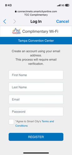 Enter your name, email, and choose a password